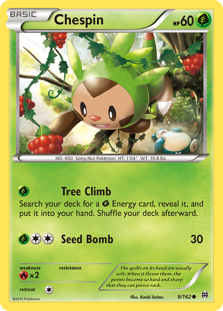 Chespin 9/162 English Pokémon card from BREAKthrough (2015)