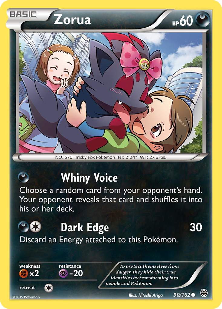 Zorua 90/162 English Pokémon card from BREAKthrough (2015)