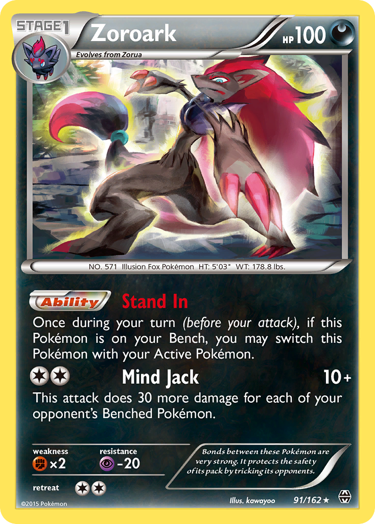 Zoroark 91/162 English Pokémon card from BREAKthrough (2015)
