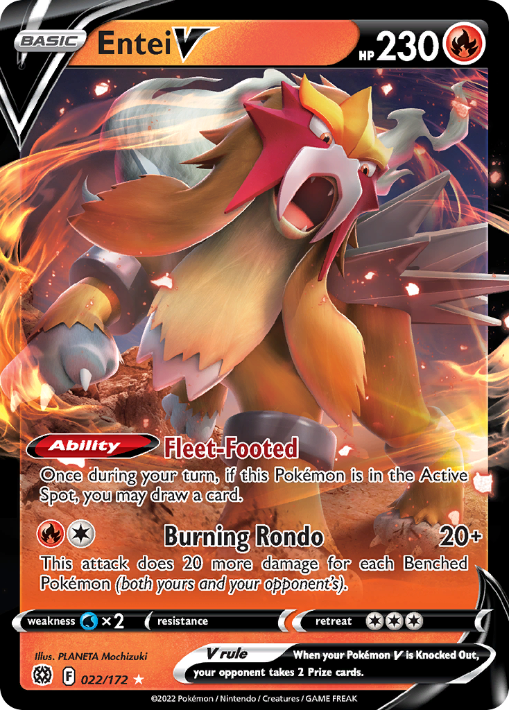 Entei V 22/172 — English Pokémon Brilliant Stars (2022)