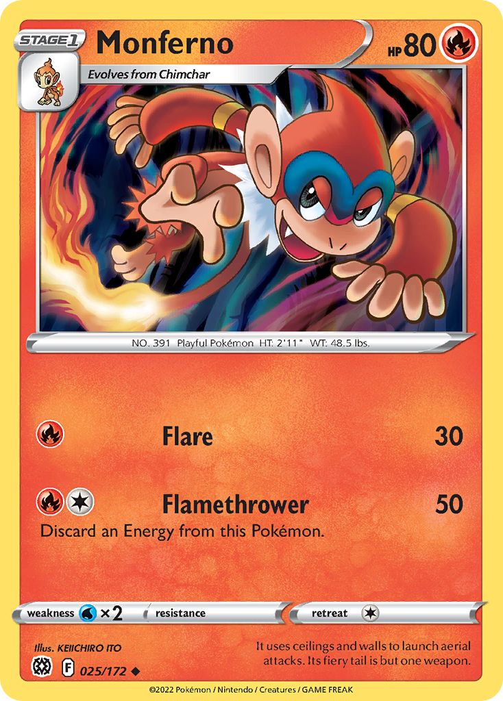 Monferno 25/172 — English Pokémon Brilliant Stars (2022)