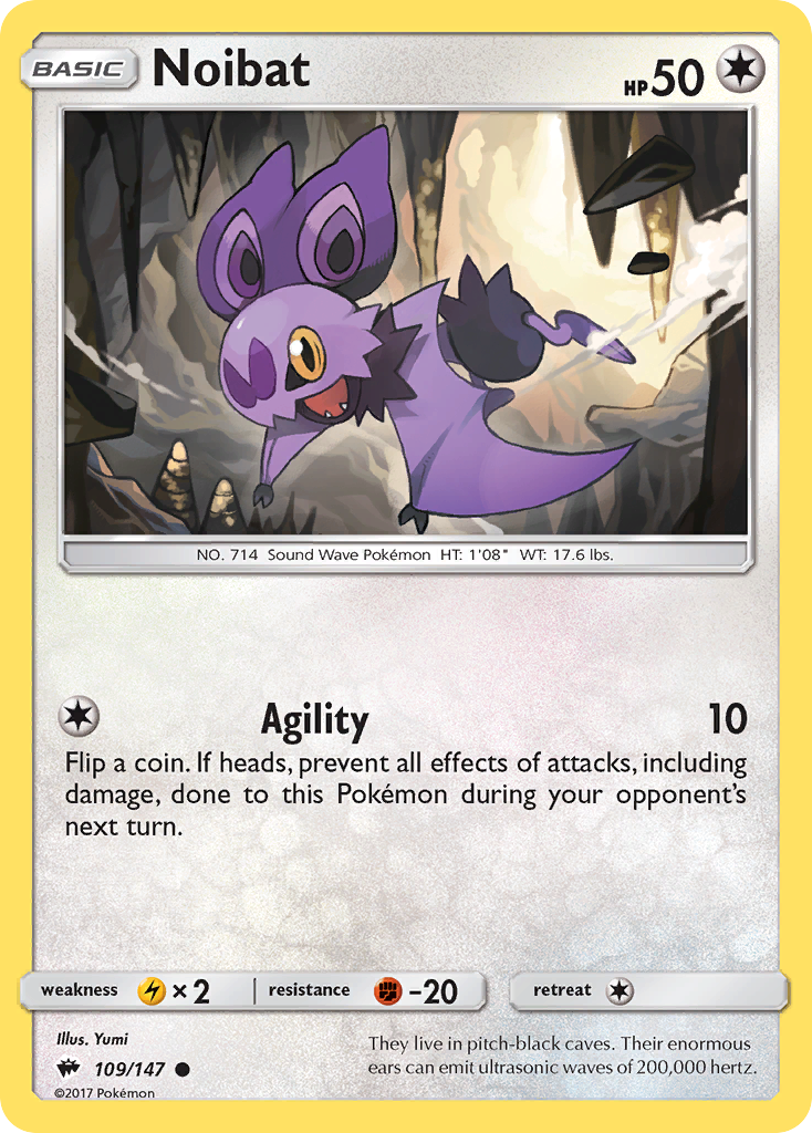 Noibat 109/147 English Pokémon card from Burning Shadows (2017)