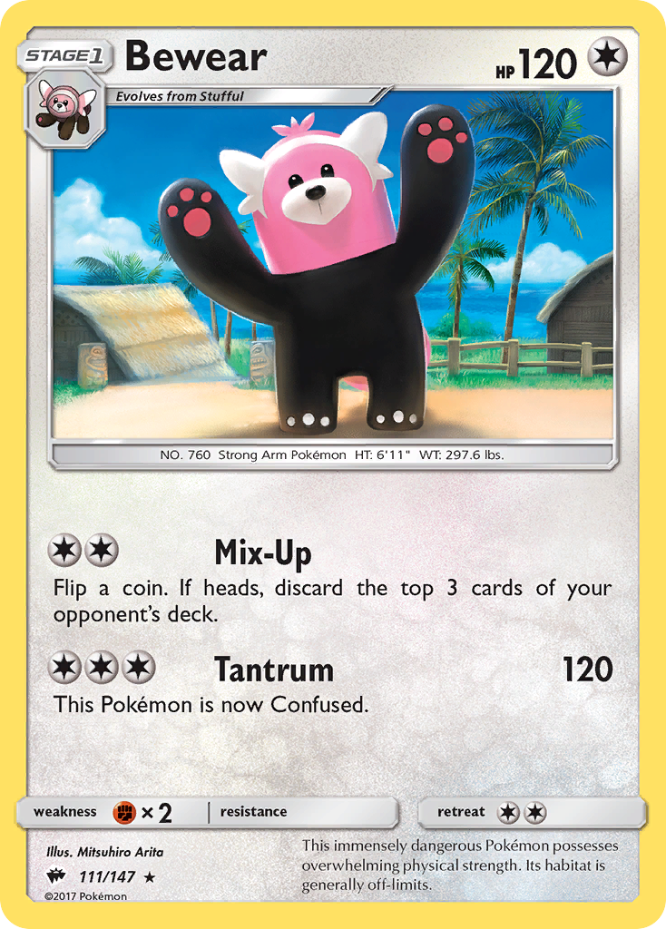 Bewear 111/147 English Pokémon card from Burning Shadows (2017)
