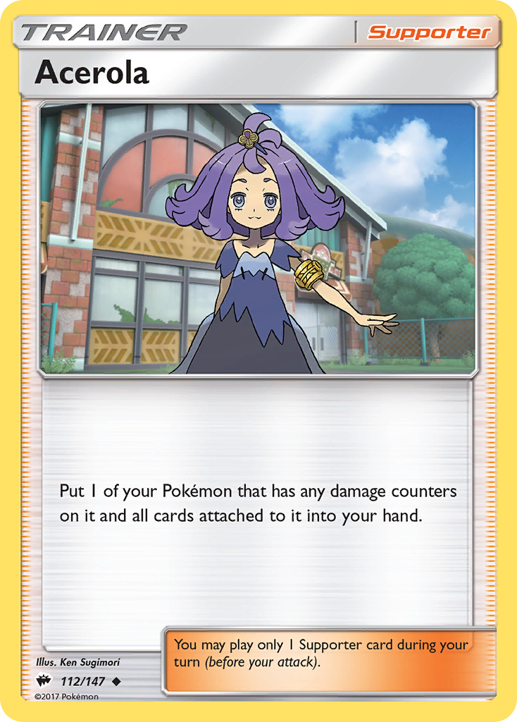 Acerola 112/147 English Pokémon card from Burning Shadows (2017)