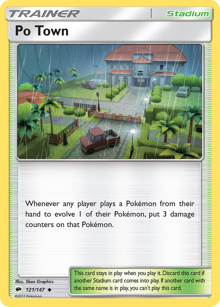 Po Town 121/147 English Pokémon card from Burning Shadows (2017)