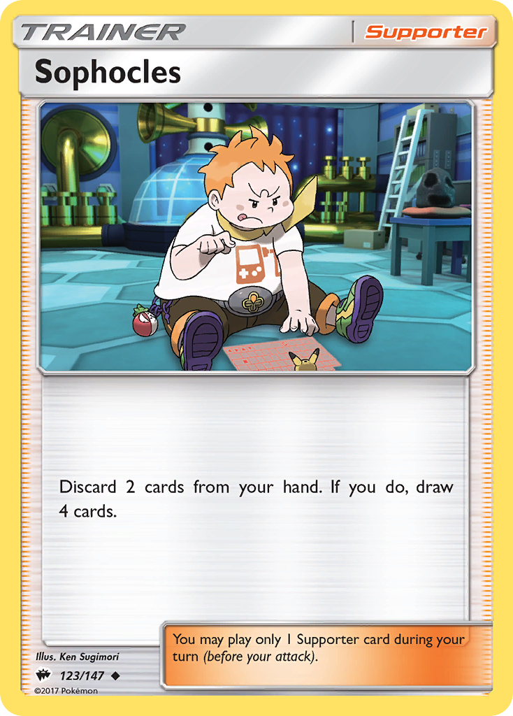 Sophocles 123/147 English Pokémon card from Burning Shadows (2017)