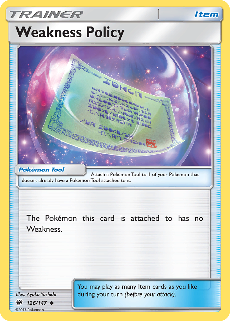 Weakness Policy 126/147 English Pokémon card from Burning Shadows (2017)