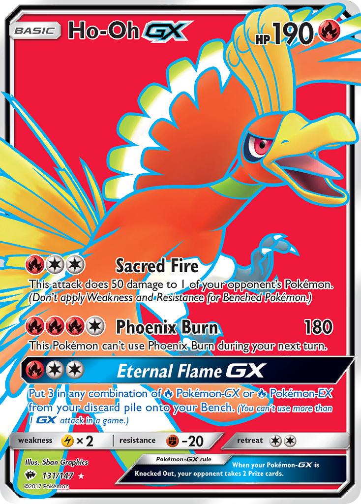 Ho-Oh-GX 131/147 English Pokémon card from Burning Shadows (2017)