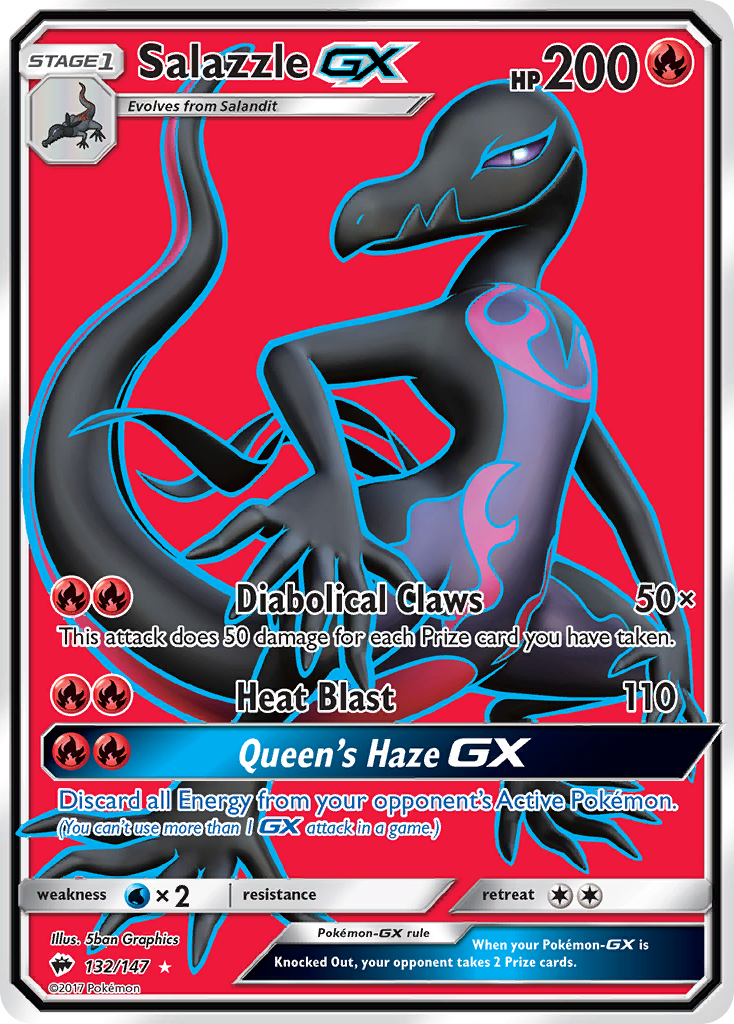 Salazzle-GX 132/147 English Pokémon card from Burning Shadows (2017)