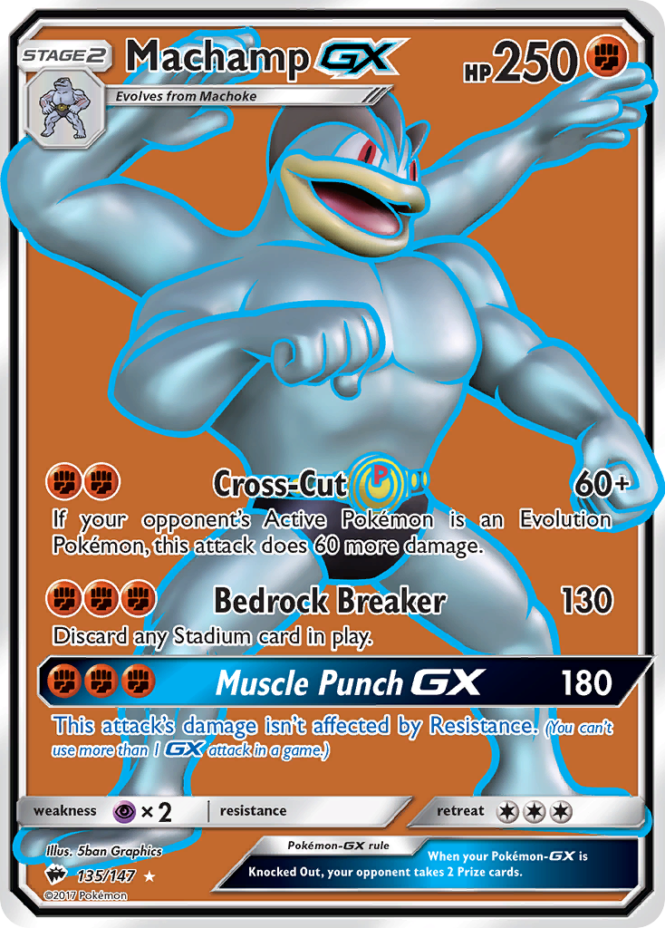 Machamp-GX 135/147 English Pokémon card from Burning Shadows (2017)