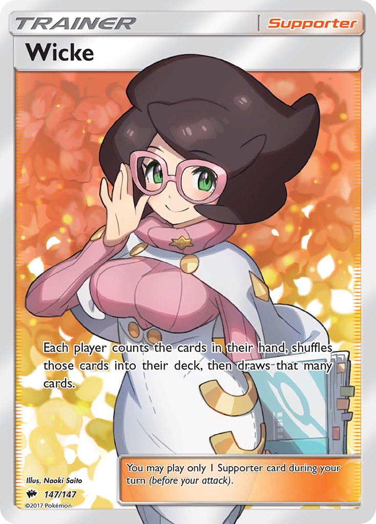 Wicke 147/147 English Pokémon card from Burning Shadows (2017)