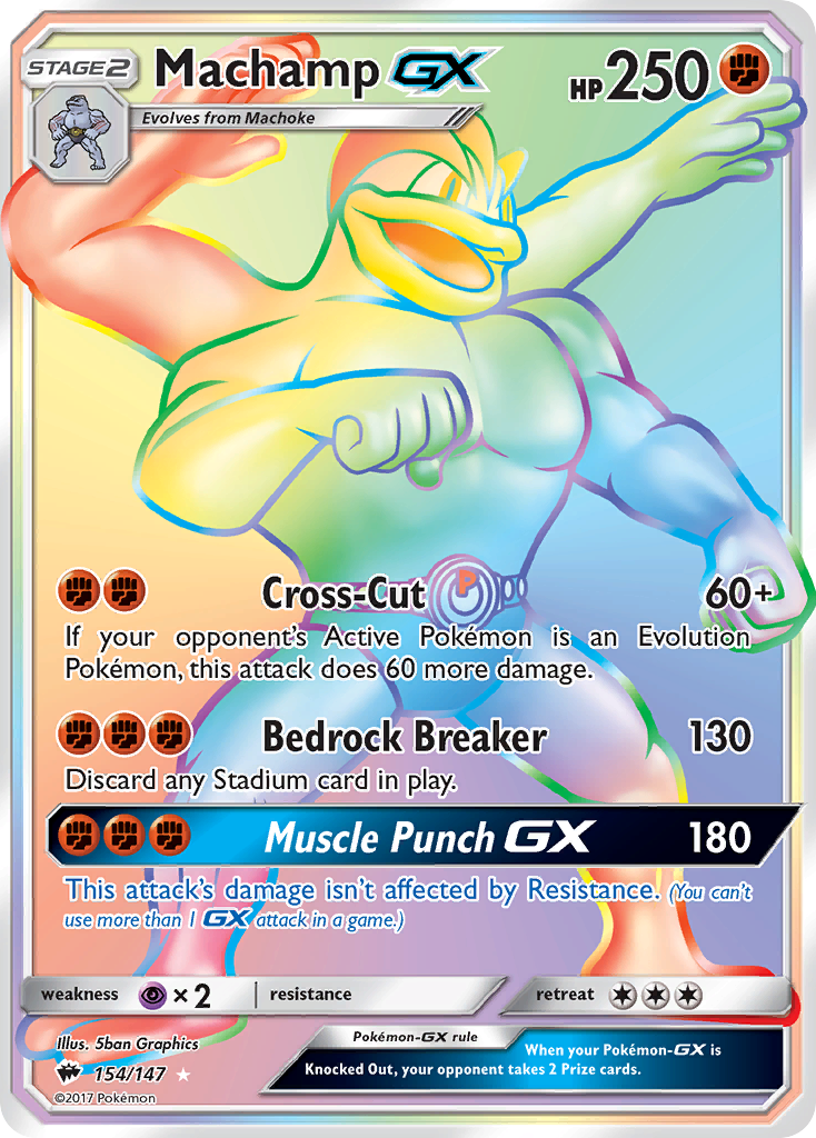 Machamp-GX 154/147 English Pokémon card from Burning Shadows (2017)