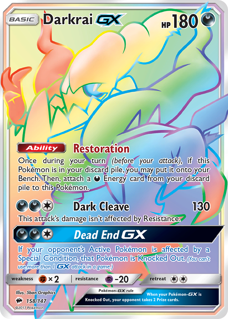 Darkrai-GX 158/147 English Pokémon card from Burning Shadows (2017)