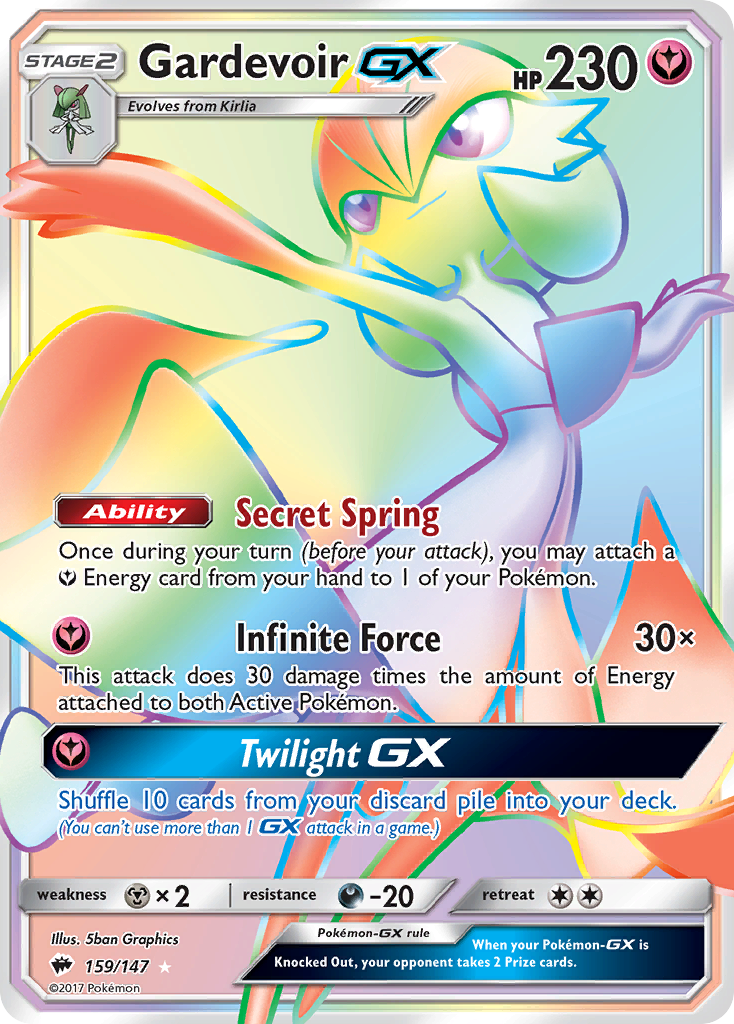 Gardevoir-GX 159/147 English Pokémon card from Burning Shadows (2017)