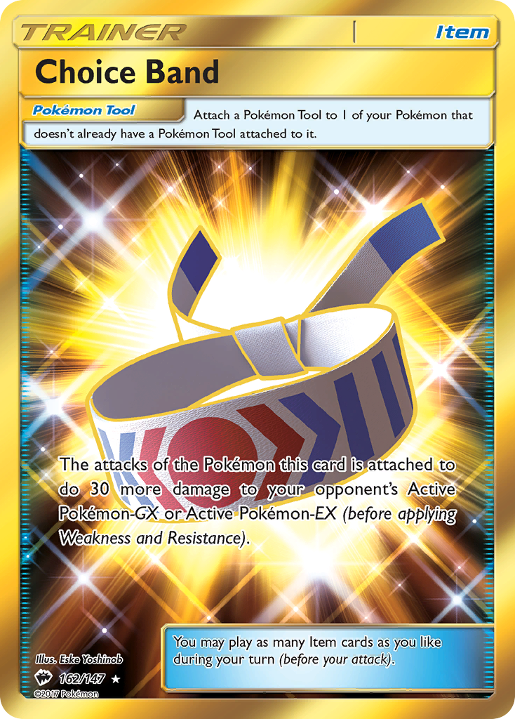 Choice Band 162/147 English Pokémon card from Burning Shadows (2017)