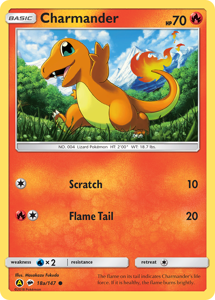 Charmander 18a/147 English Pokémon card from Burning Shadows (2017) — alternate artwork