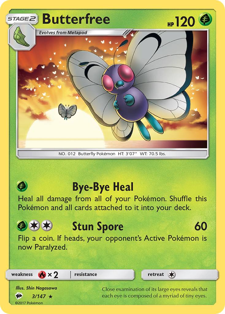 Butterfree 3/147 English Pokémon card from Burning Shadows (2017)