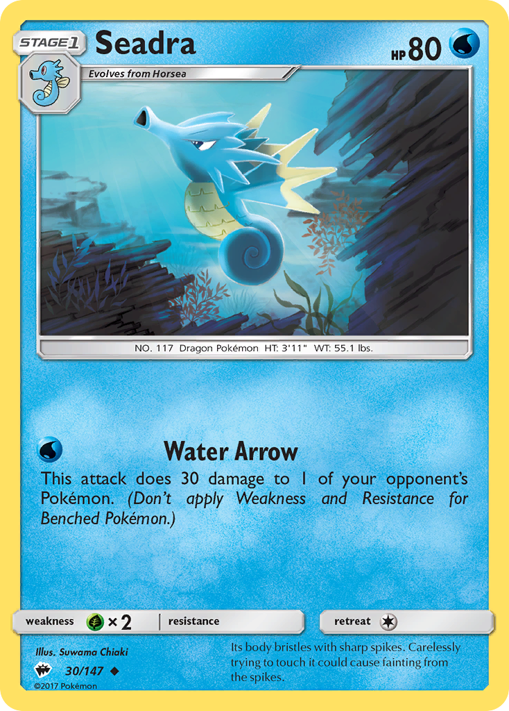 Seadra 30/147 English Pokémon card from Burning Shadows (2017)