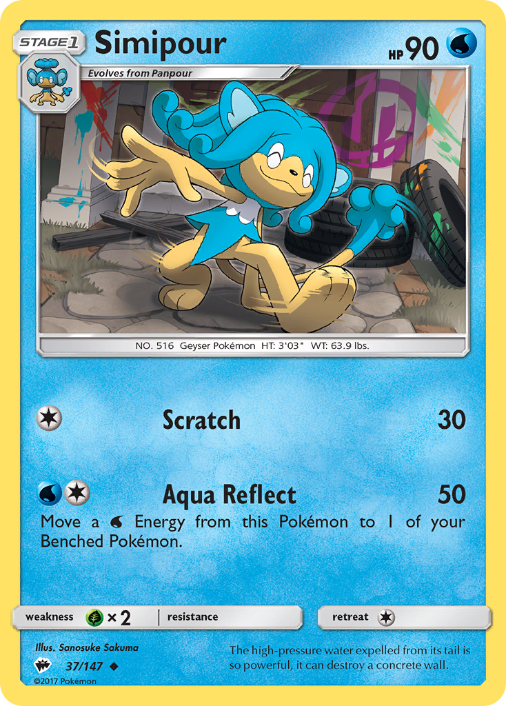 Simipour 37/147 English Pokémon card from Burning Shadows (2017)