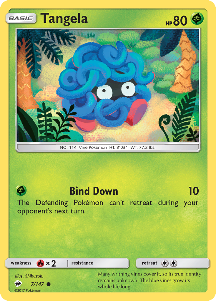 Tangela 7/147 English Pokémon card from Burning Shadows (2017)