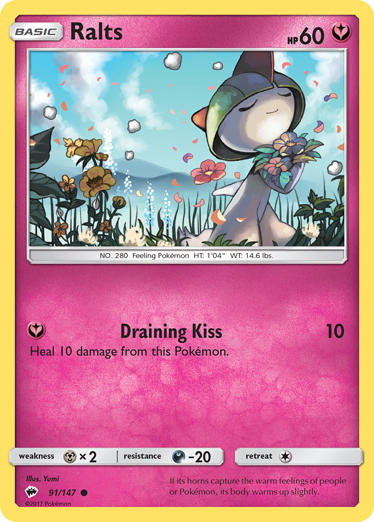 Ralts 91/147 English Pokémon card from Burning Shadows (2017)