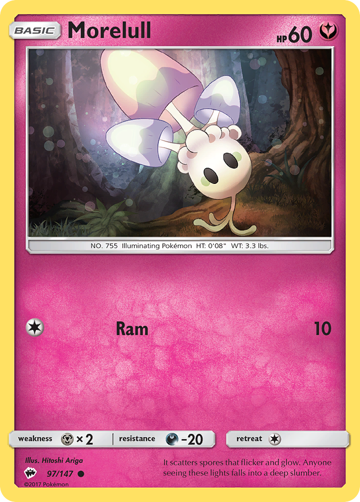 Morelull 97/147 English Pokémon card from Burning Shadows (2017)