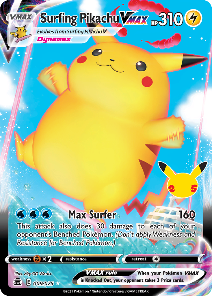 Surfing Pikachu VMAX 9/25 — English Pokémon Celebrations (2021)
