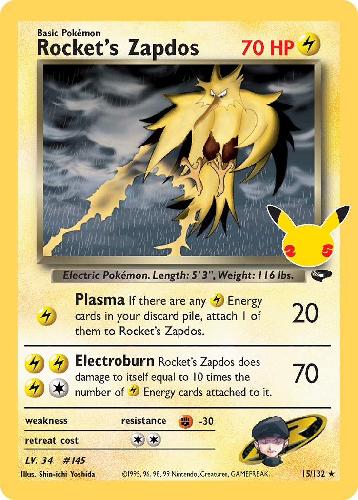 Rocket's Zapdos 15/132 — English Pokémon Celebrations Classic Collection (2021)