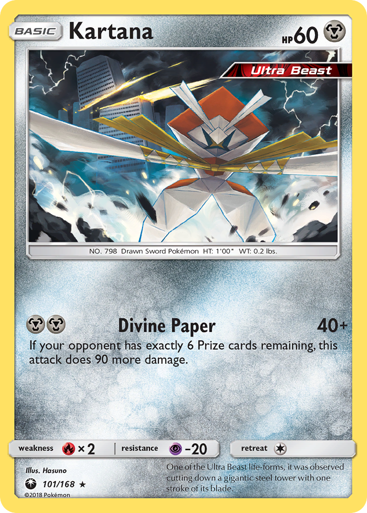 Kartana 101/168 English Pokémon card from Celestial Storm (2018)