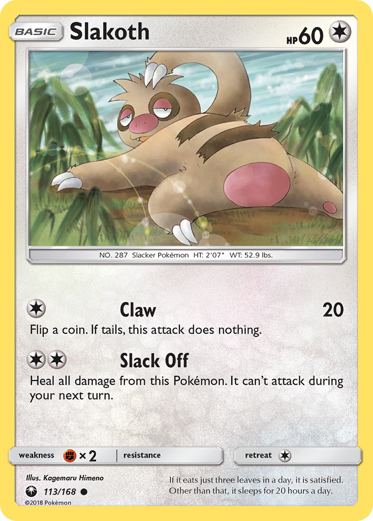 Slakoth 113/168 English Pokémon card from Celestial Storm (2018)