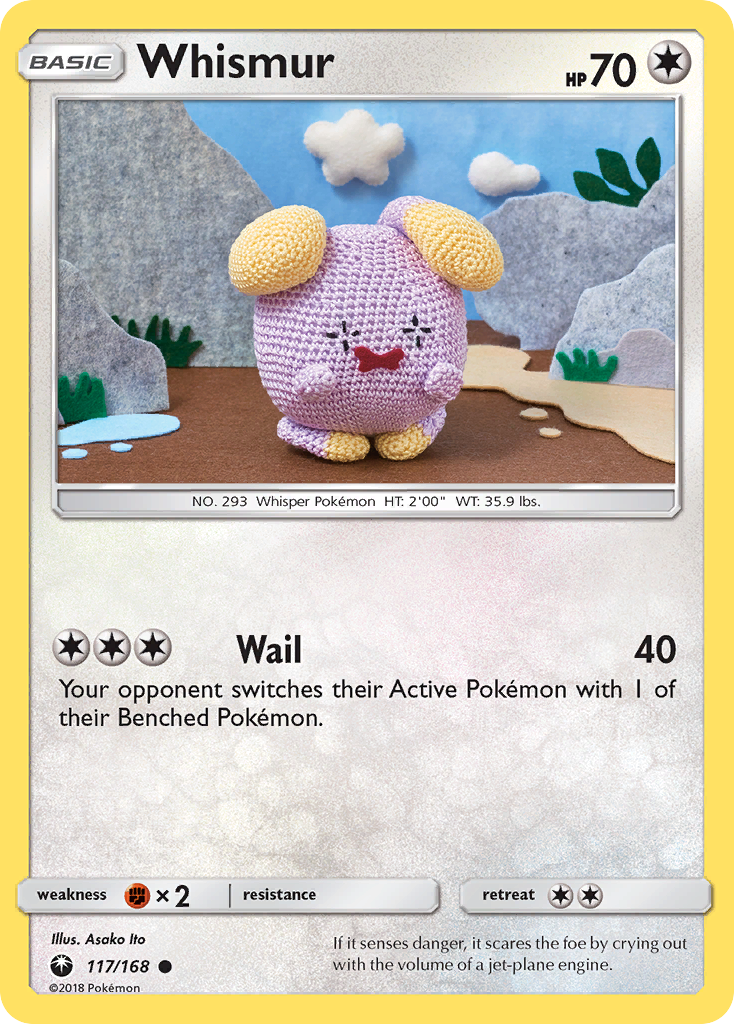 Whismur 117/168 English Pokémon card from Celestial Storm (2018)