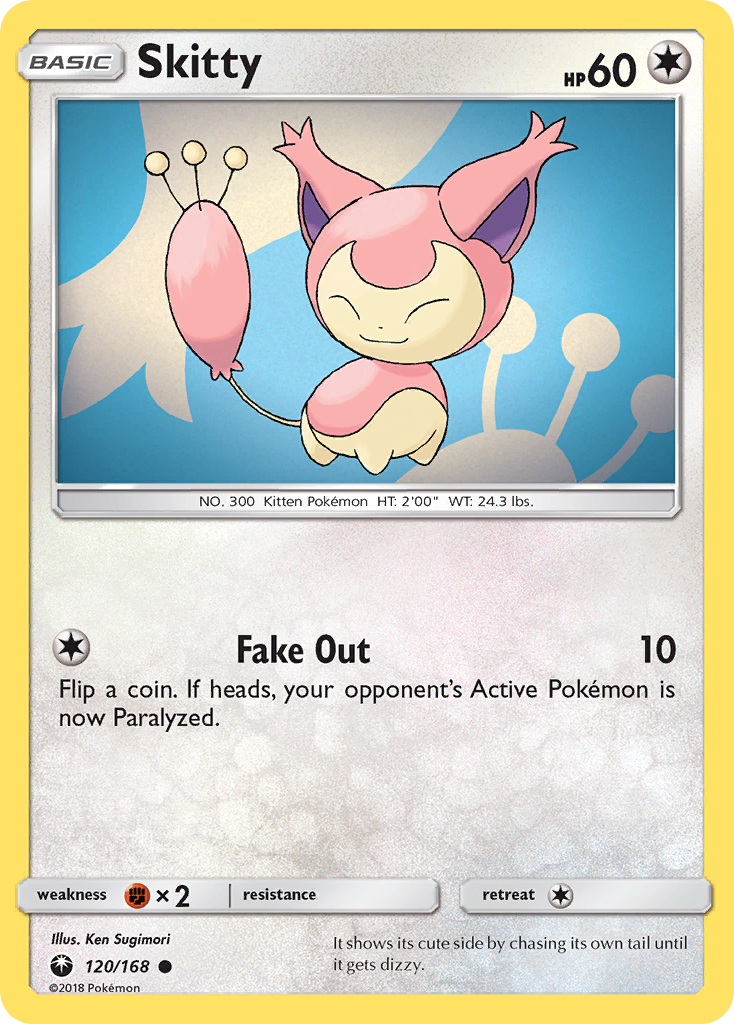 Skitty 120/168 English Pokémon card from Celestial Storm (2018)
