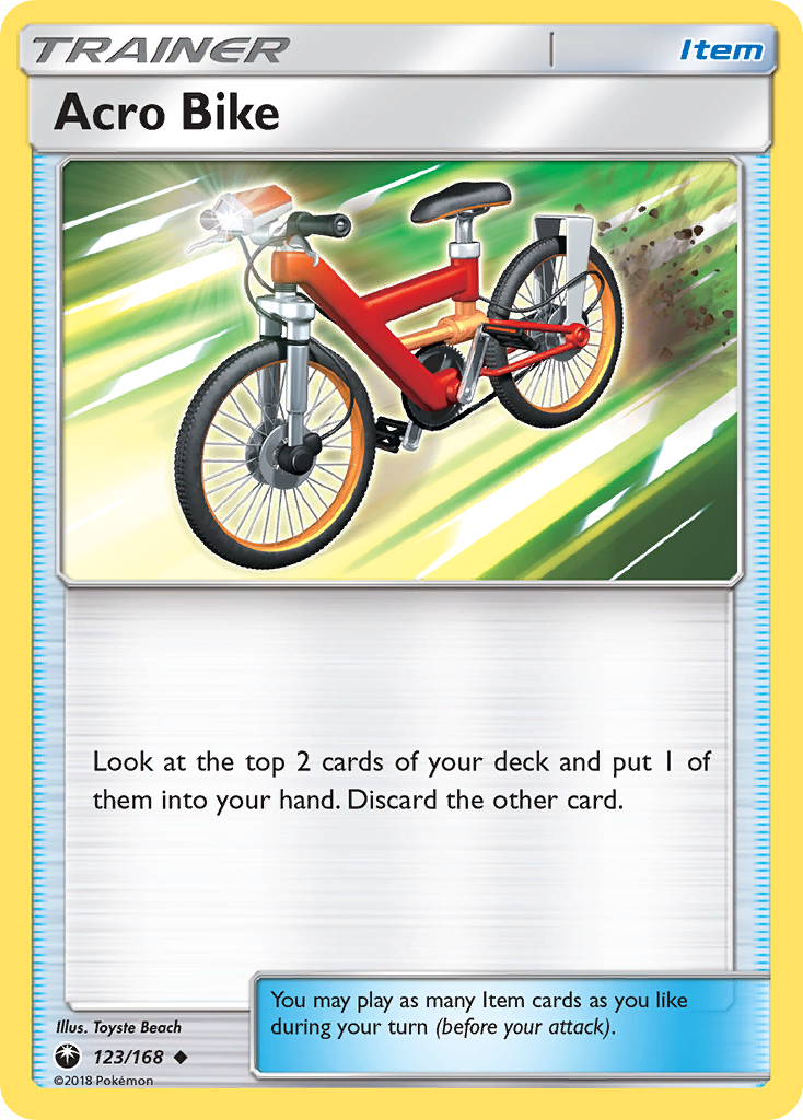 Acro Bike 123/168 English Pokémon card from Celestial Storm (2018)
