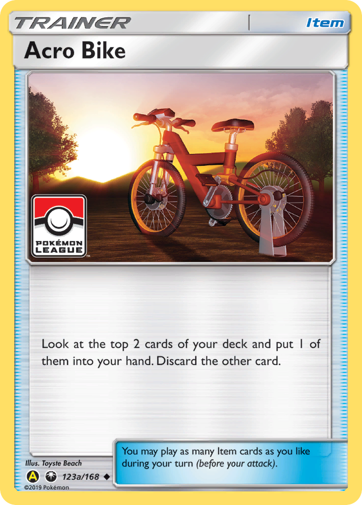 Acro Bike 123a/168 English Pokémon card from Celestial Storm (2018) — alternate artwork