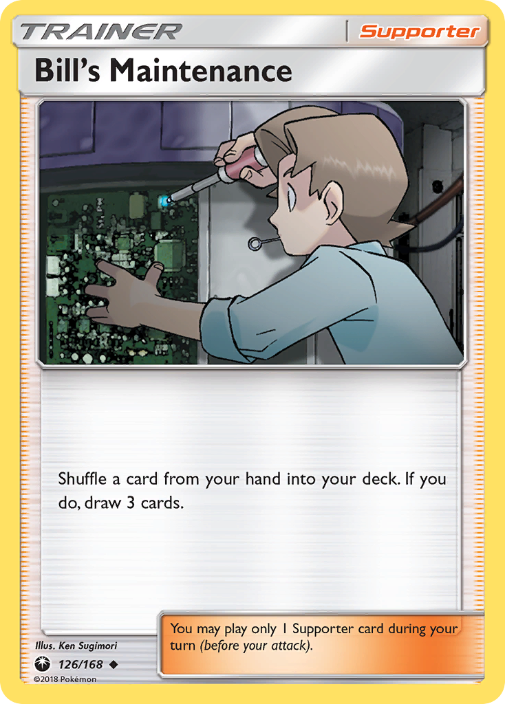 Bill's Maintenance 126/168 English Pokémon card from Celestial Storm (2018)