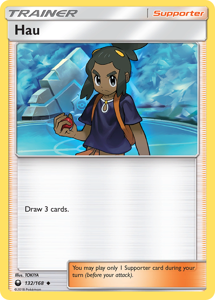 Hau 132/168 English Pokémon card from Celestial Storm (2018)