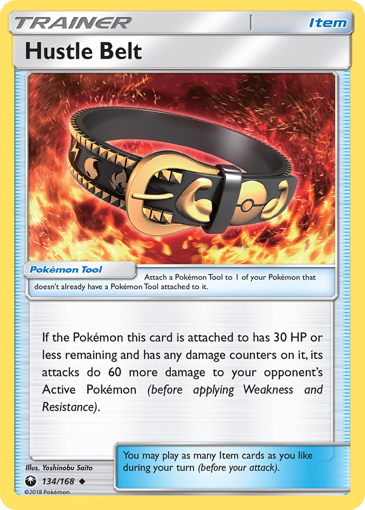 Hustle Belt 134/168 English Pokémon card from Celestial Storm (2018)