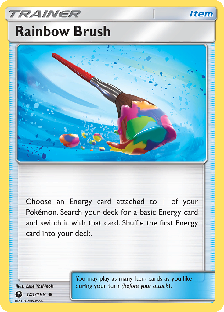 Rainbow Brush 141/168 English Pokémon card from Celestial Storm (2018)