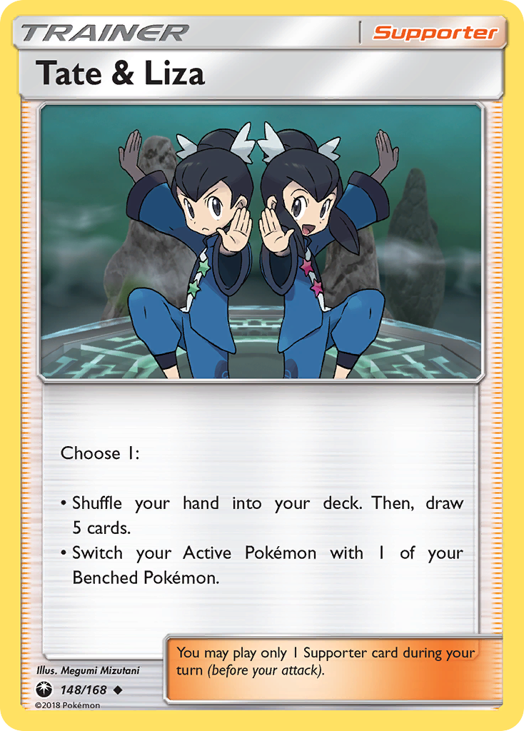 Tate & Liza 148/168 English Pokémon card from Celestial Storm (2018)