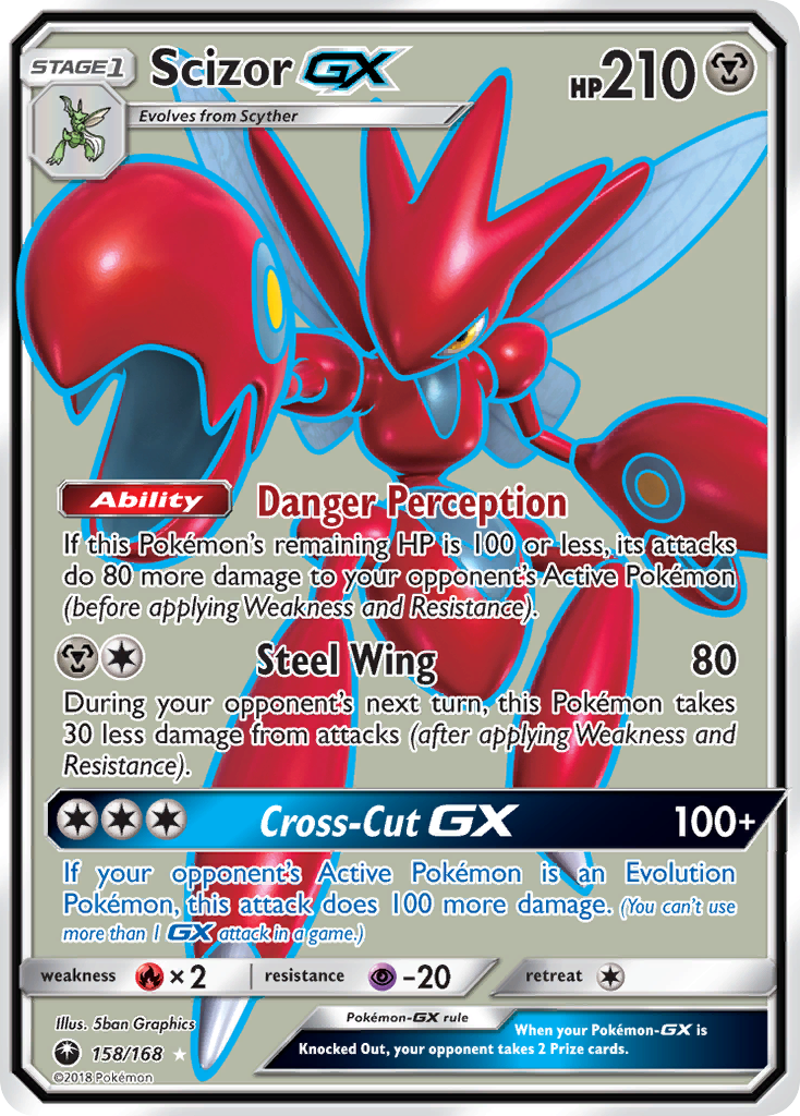 Scizor-GX 158/168 English Pokémon card from Celestial Storm (2018)