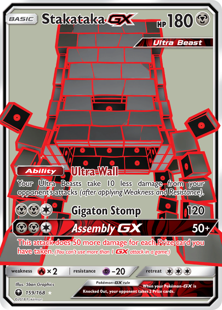 Stakataka-GX 159/168 English Pokémon card from Celestial Storm (2018)