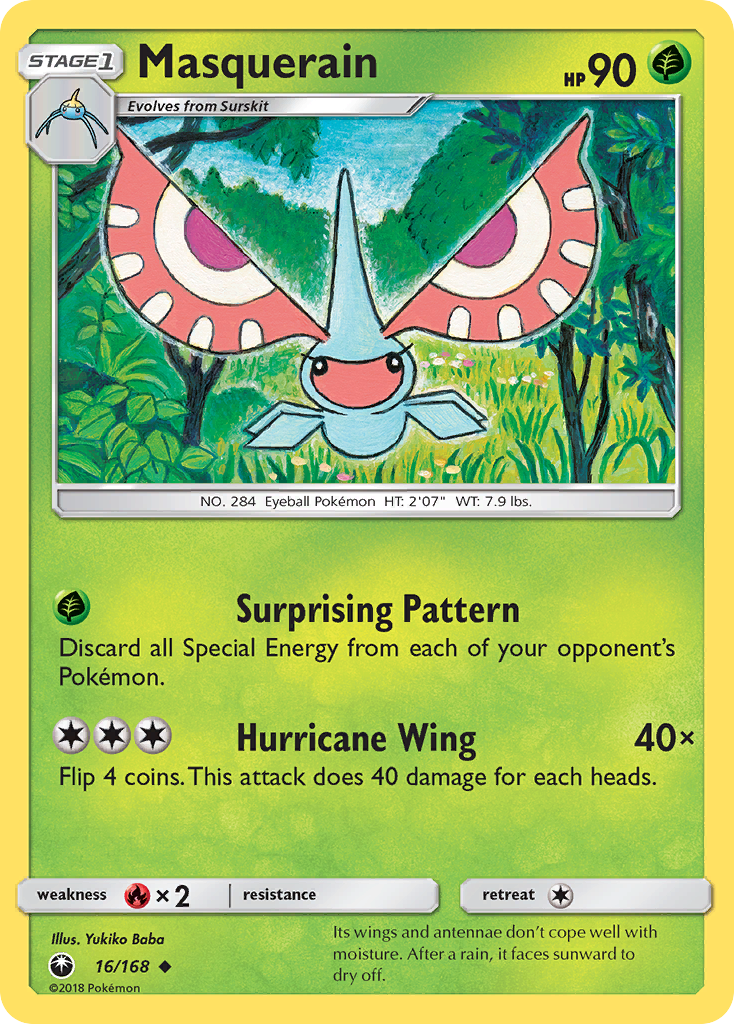 Masquerain 16/168 English Pokémon card from Celestial Storm (2018)