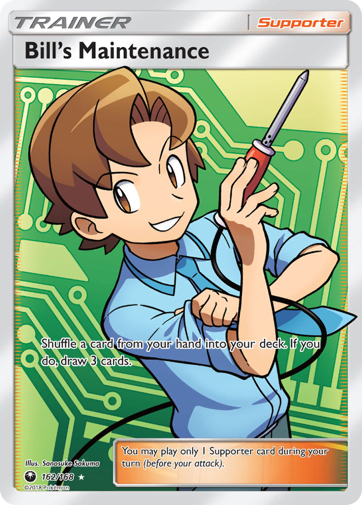 Bill's Maintenance 162/168 English Pokémon card from Celestial Storm (2018)