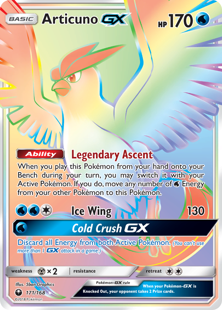Articuno-GX 171/168 English Pokémon card from Celestial Storm (2018)