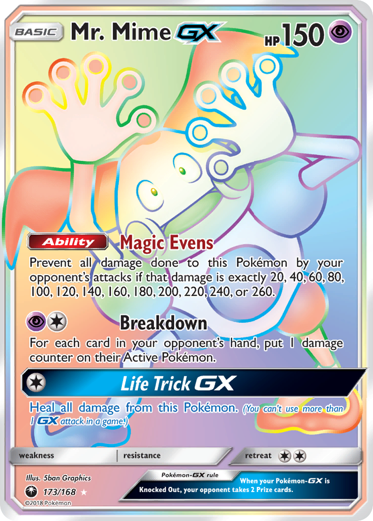 Mr. Mime-GX 173/168 English Pokémon card from Celestial Storm (2018)