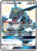 Rayquaza-GX 177a/168 English Pokémon card from Celestial Storm (2018) — alternate artwork