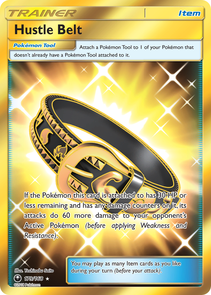 Hustle Belt 179/168 English Pokémon card from Celestial Storm (2018)