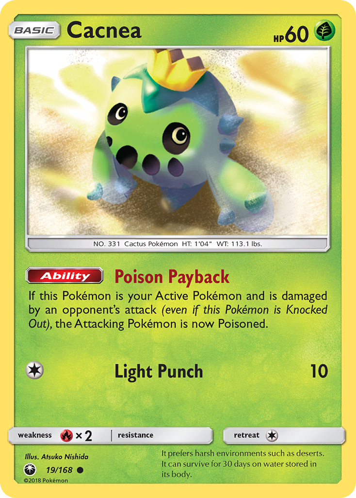 Cacnea 19/168 English Pokémon card from Celestial Storm (2018)