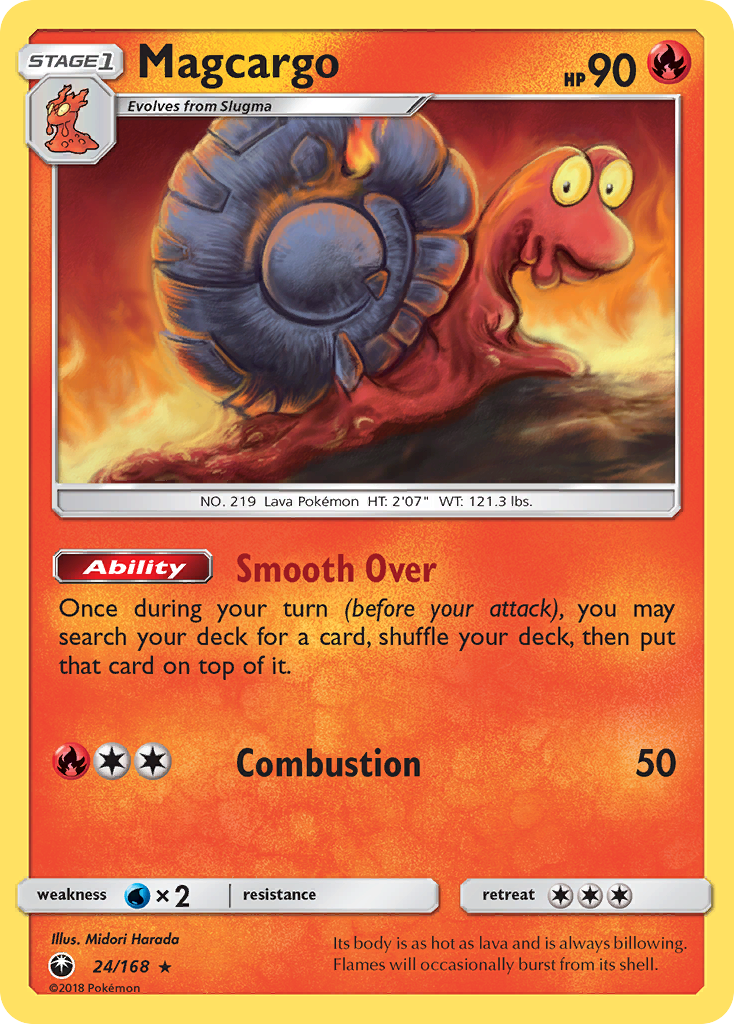 Magcargo 24/168 English Pokémon card from Celestial Storm (2018)