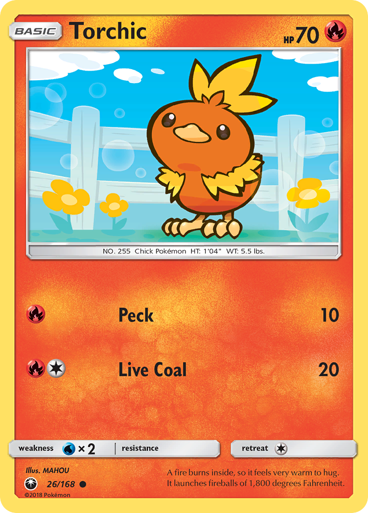 Torchic 26/168 English Pokémon card from Celestial Storm (2018)